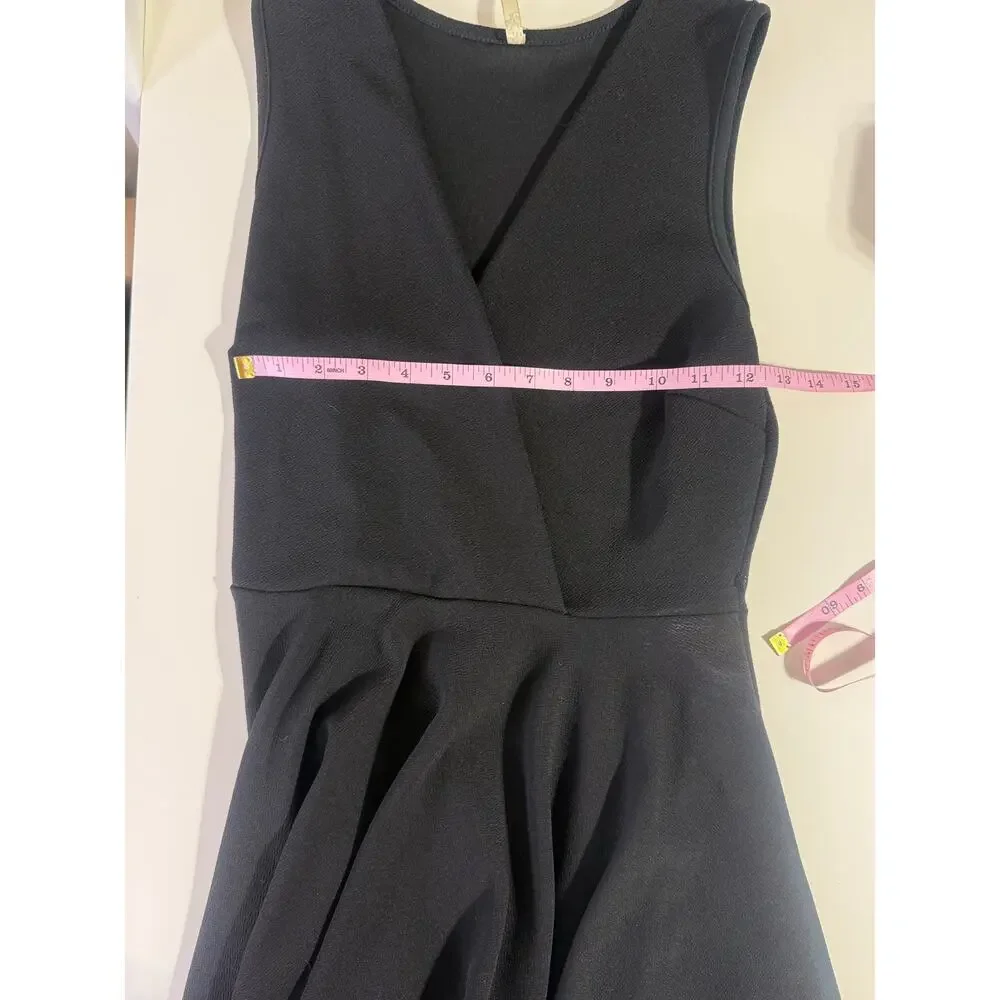 KToo Black‎ Deep V Med/Large Skater Little Black Dress Stretchy Mini Feminine